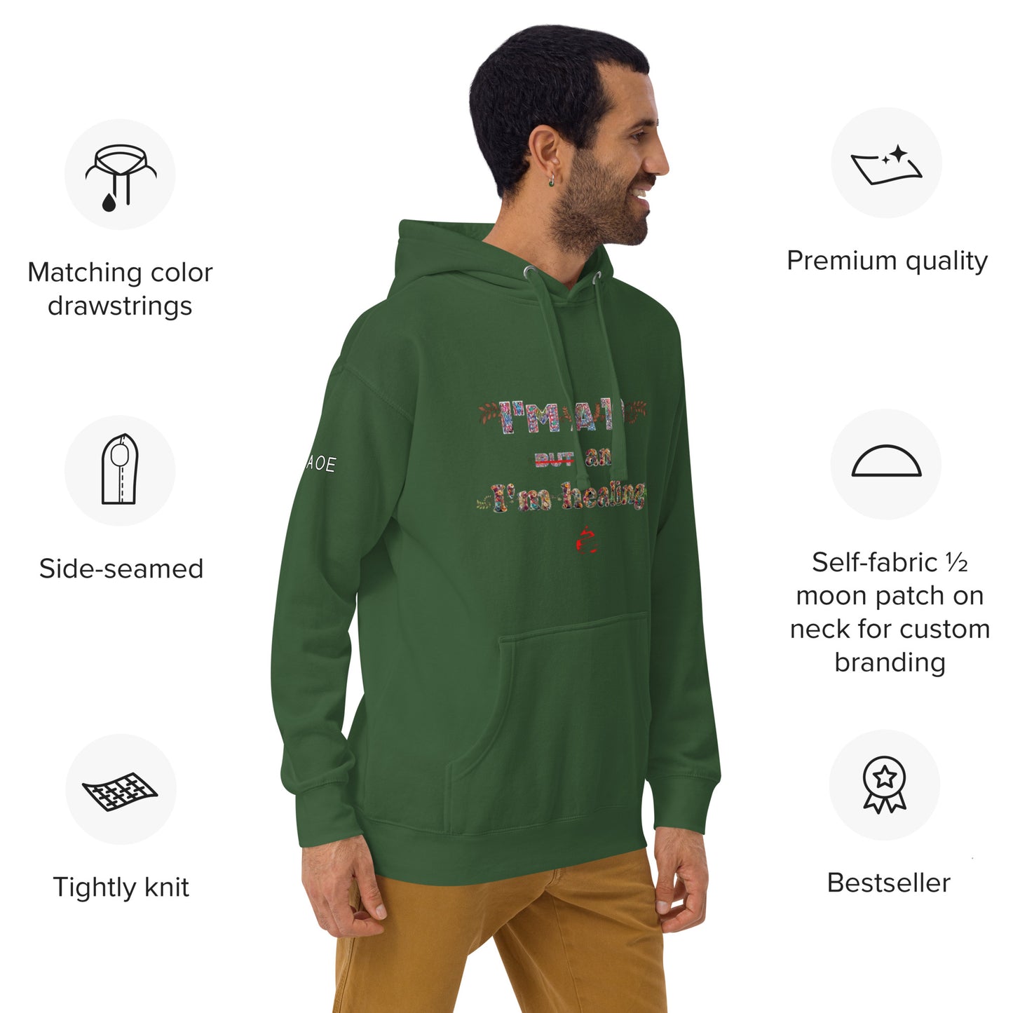 I'm a 10 and I'm Healing: Unisex Hoodie - Flower Font