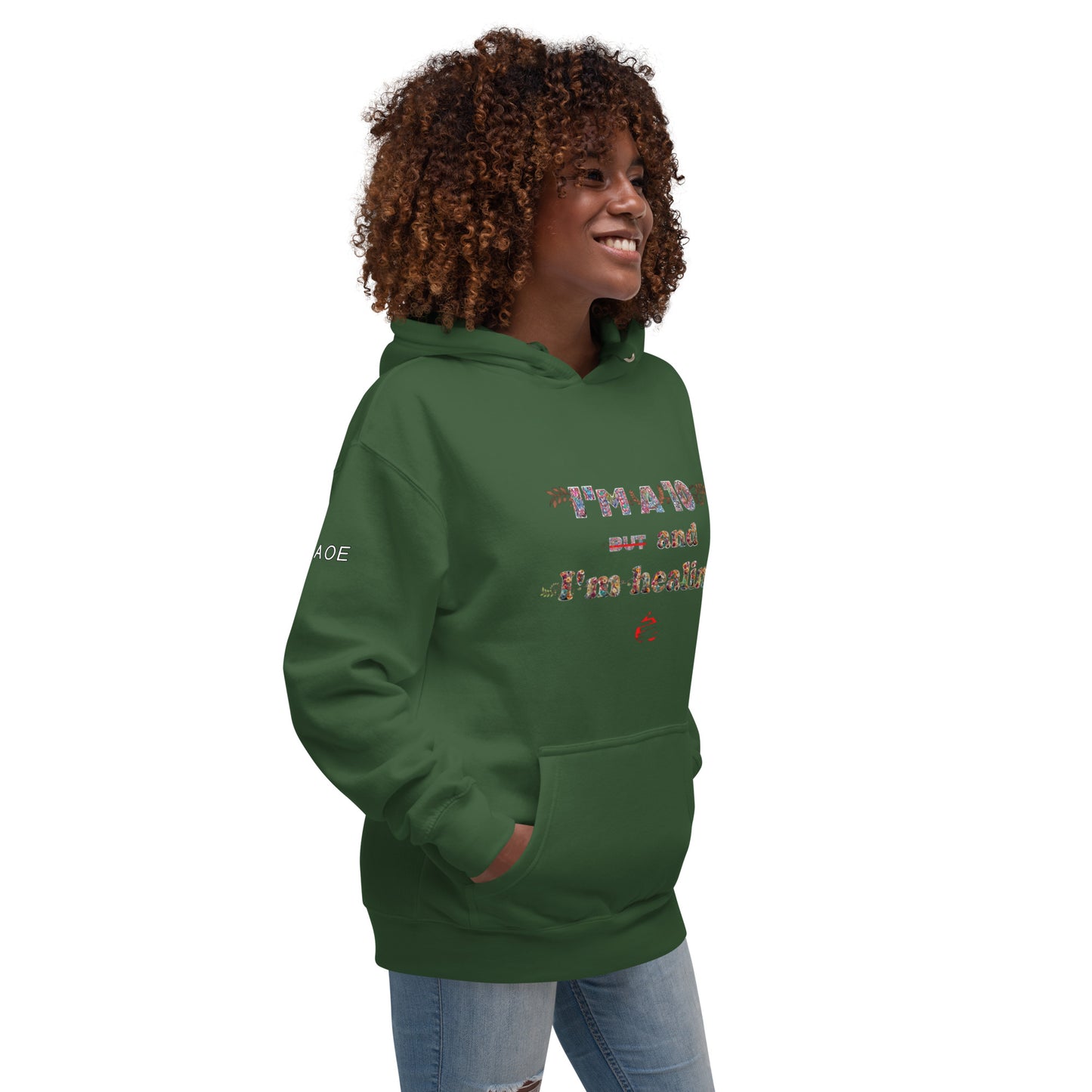 I'm a 10 and I'm Healing: Unisex Hoodie - Flower Font